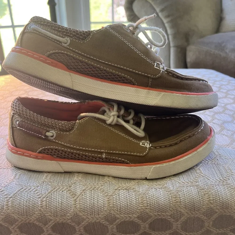GH Bass & Co Oliver Mesh Boat Shoe Canvas Casual Brown Orange Coastal M 8.5